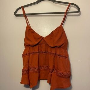 No Boundaries Rust Camisole with Lace Accents